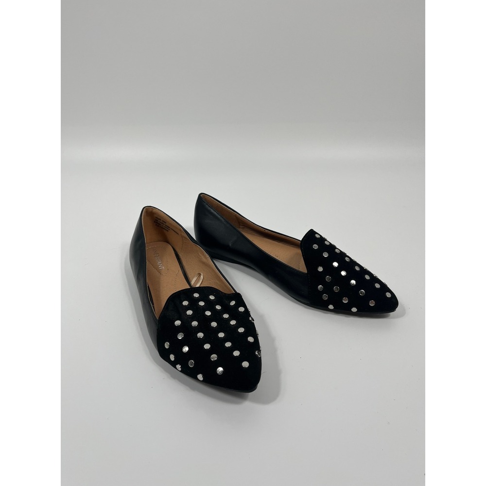 Lane Bryant Womens Flats 6 Black Studded Pointed Toe Chic Minimalist Office